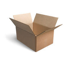 A cardboard box with open flaps, ready for packing or storage, isolated on a white background.