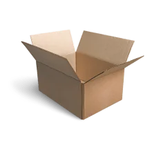 A cardboard box with open flaps, ready for packing or storage, isolated on a white background.