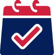 A calendar icon with a red checkmark, suggesting a scheduled date or appointment confirmation.